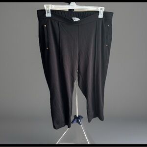 Industry Woman 1x Black Lounge Pants Wide Leg Buttery Soft Gold Accent.